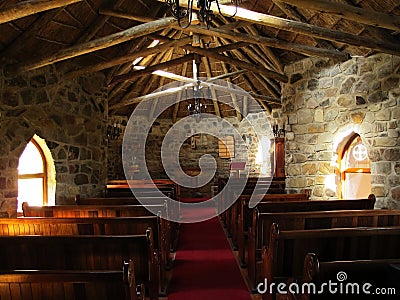 Interior of St Patrickâ€™s Chapel in Hogsback village, South Africa Editorial Stock Photo